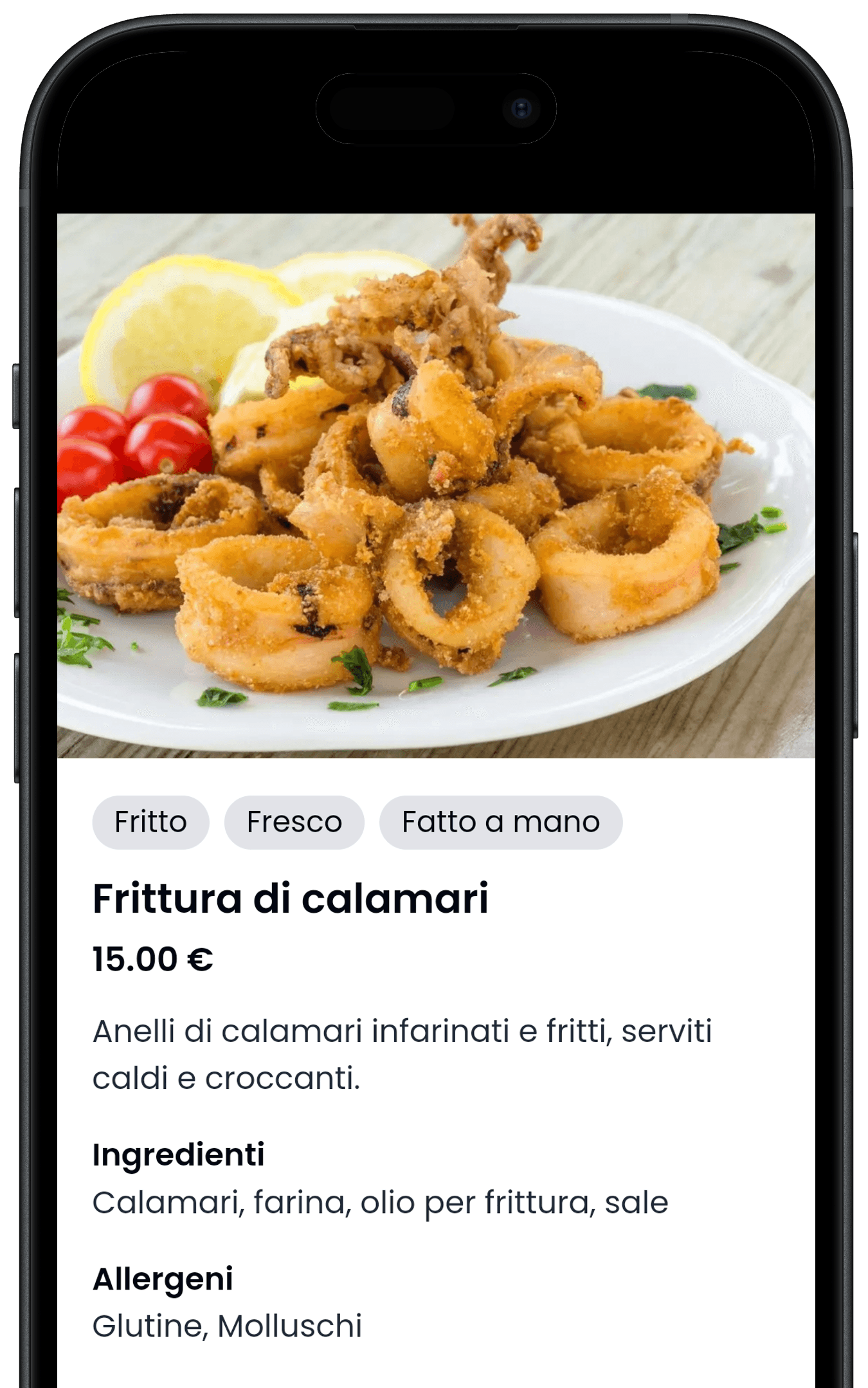 Screenshot menu personalizzabile